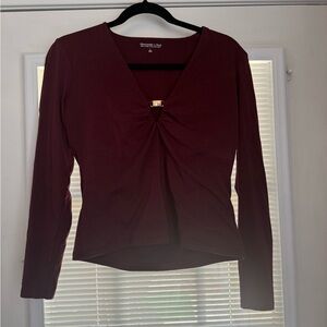 Abercrombie & Fitch Maroon Bra Free Long Sleeve Top